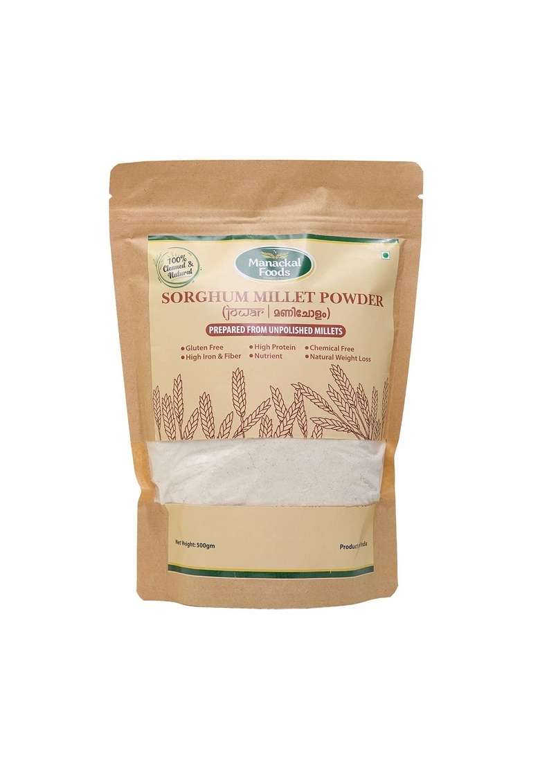 Manackal Foods Sorghum Millet (Jowar | Manicholam) Powder Natural & Pure Gluten-Free Atta Alternative 500G - Indya