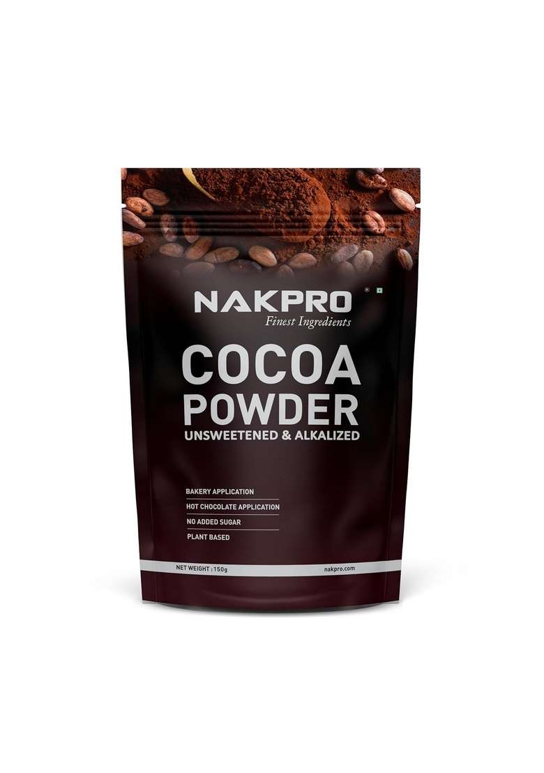 Nakpro 100% Pure & Natural Unsweetened Plant Based Cocoa Powder, 150G | 22.5G Protein Ideal For Cake, Baking, Hot Chocolate, Milkshakes More - Indya