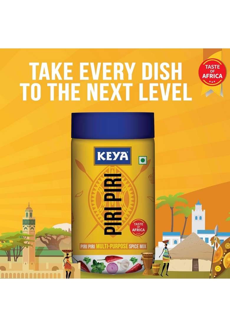 Keya Piri | Peri Exotic Spice Mix Multi-Purpose Seasoning Zero Artifical Colours No Added Msg Instant |Marinade Mix, Dip Sprinkler| Perfect For Fries, Sweet Corn, Makhana, Papad, Khichdi| 90G/100G - Indya
