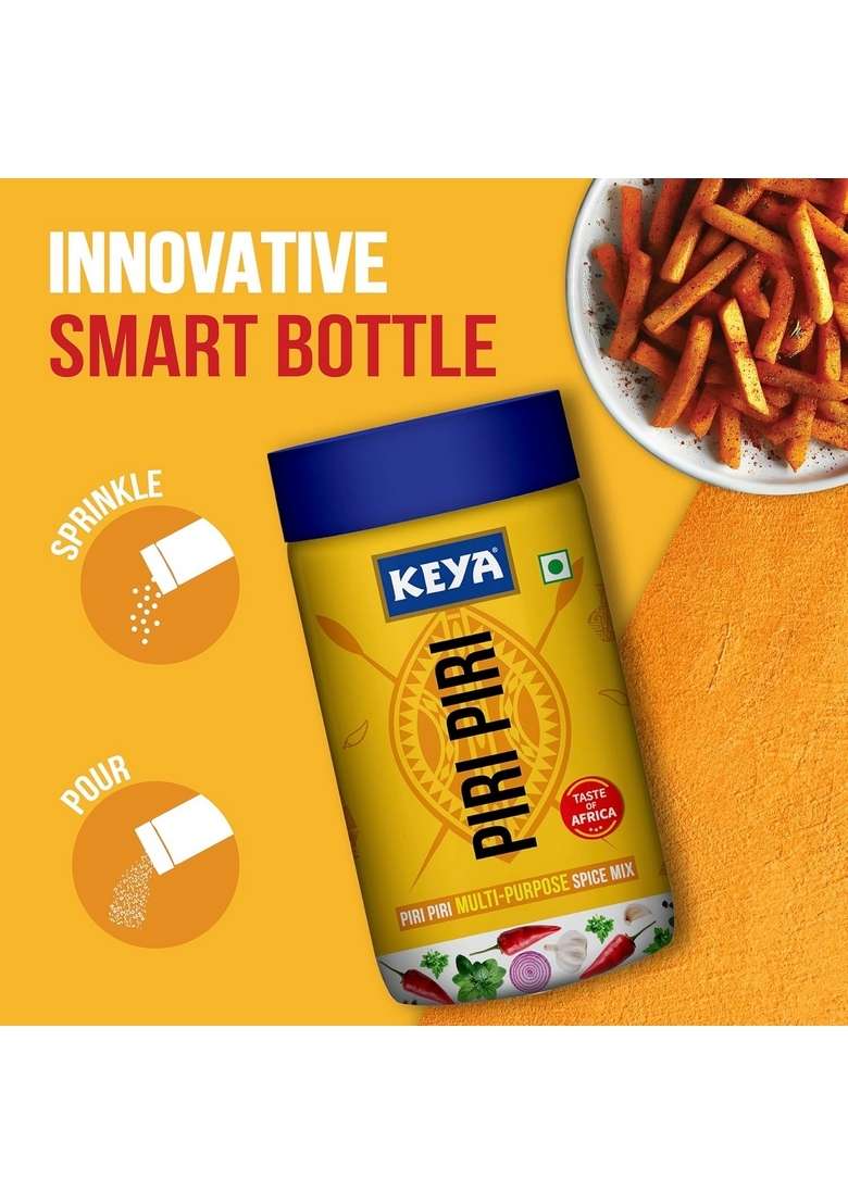 Keya Piri | Peri Exotic Spice Mix Multi-Purpose Seasoning Zero Artifical Colours No Added Msg Instant |Marinade Mix, Dip Sprinkler| Perfect For Fries, Sweet Corn, Makhana, Papad, Khichdi| 90G/100G - Indya