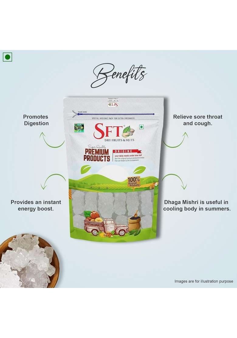 Sft Dhaga Mishri, 1Kg | Rock Sugar Pure Thread Crystal Mishri - Indya