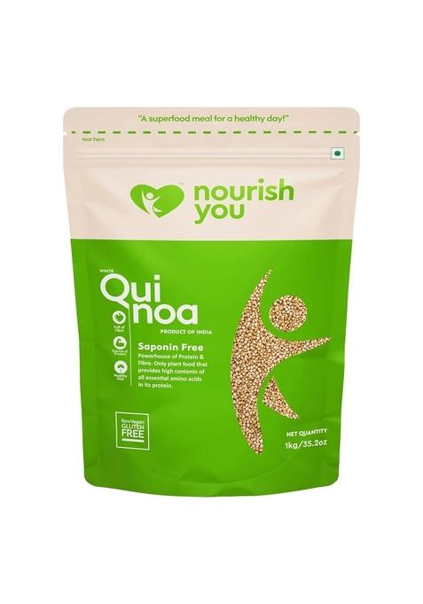 Nourish You Premium White Quinoa Seeds 1Kg | Gluten-Free Saponin Free High Protein & Fiber Diet Food For Weight Loss Certified Grain 100% Wholegrain Breakfast Cereal Management