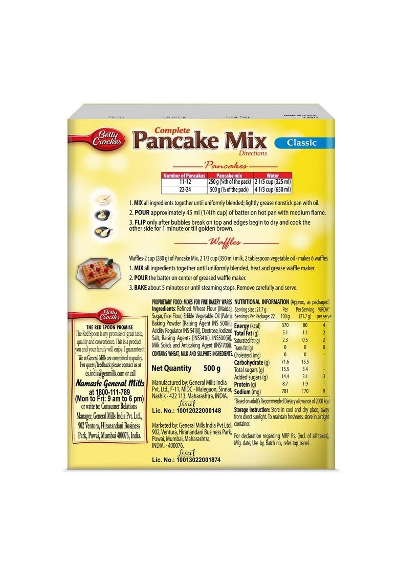 Betty Crocker Complete Classic Pancake Mix | For Kids| No-Preservatives| 500 G