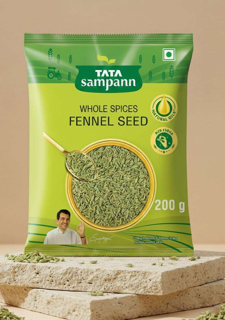 Tata Sampann Fennel Seed (Saunf), Whole Spices, Natural Oils*, Rich Aroma, 200G - Indya