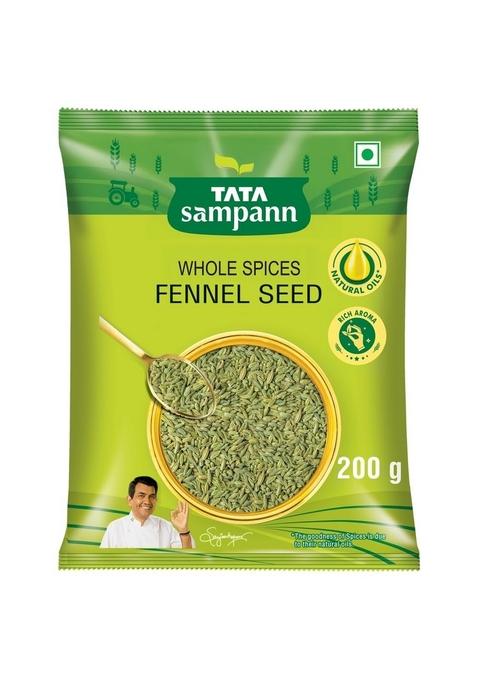 Tata Sampann Fennel Seed (Saunf), Whole Spices, Natural Oils*, Rich Aroma, 200G