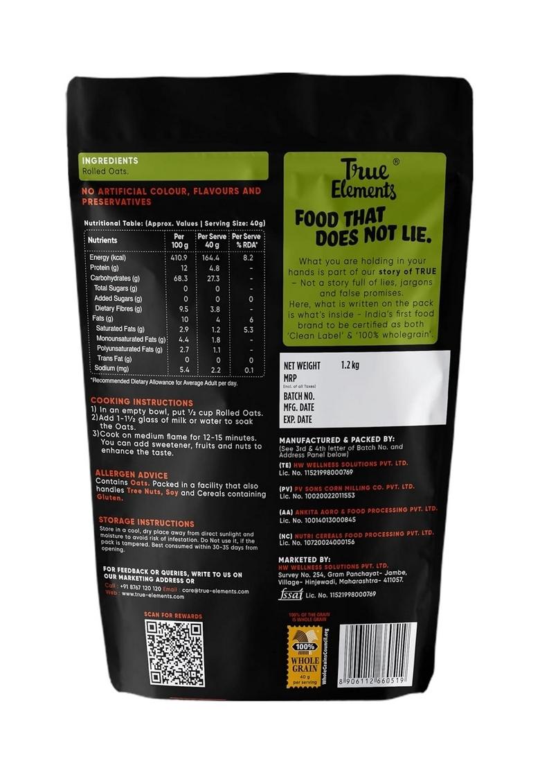 True Elements Rolled Oats 1.2 Kg