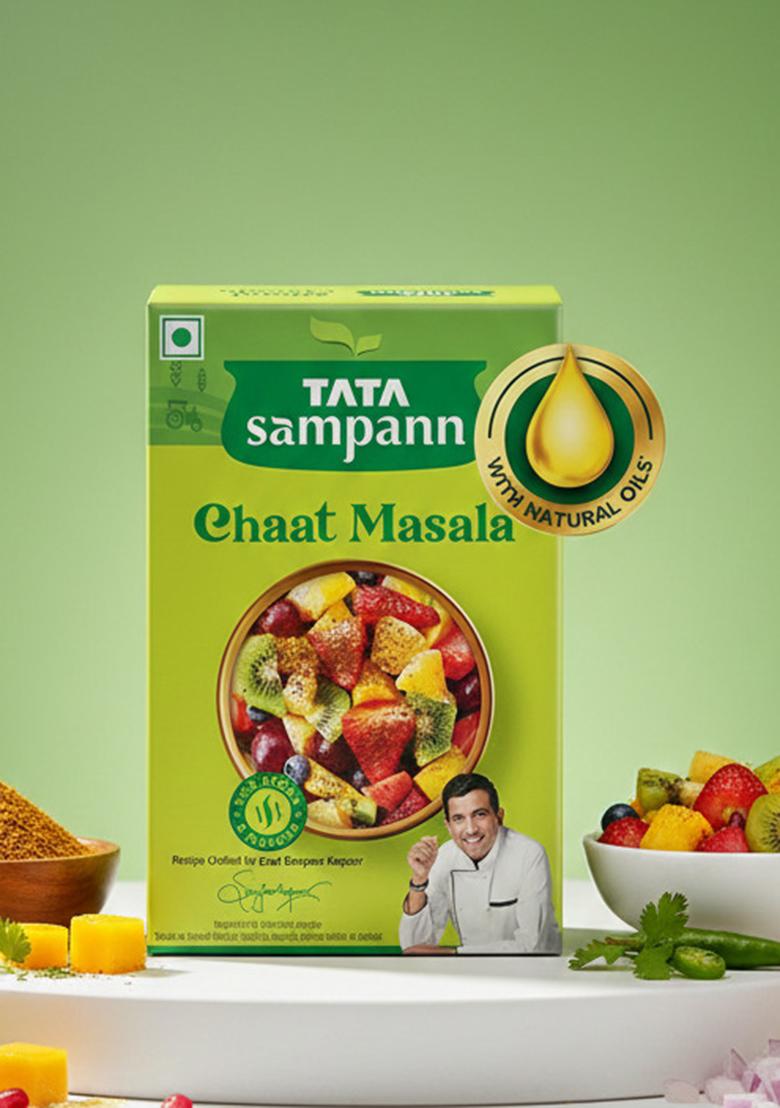 Tata Sampann Chaat Masala With Natural Oils, 100G, Chat Powder, Crafted By Chef Sanjeev Kapoor, Chef’S Exclusive Tip, Rich Aroma & Flavour