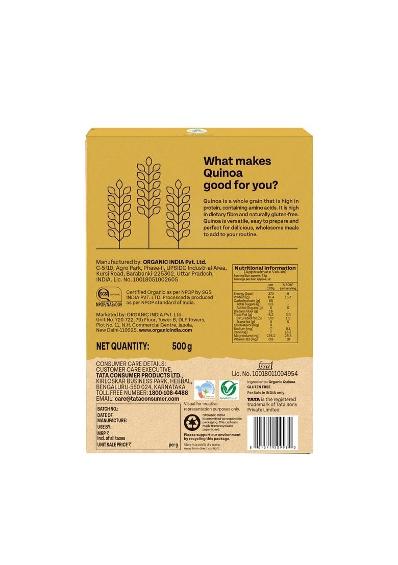 Organic India A Tata Product – Quinoa 500G | Nutrient-Rich Whole Grain Protein-Rich Gluten-Free Source Of Iron & Magnesium