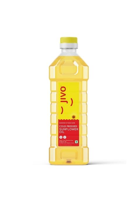 Jivo Cold Pressed Unrefined Sunflower Oil - 1 Litre | Chemical-Free For Cooking Ideal Roasting, Frying, Baking, And All Types Of Cuisines.