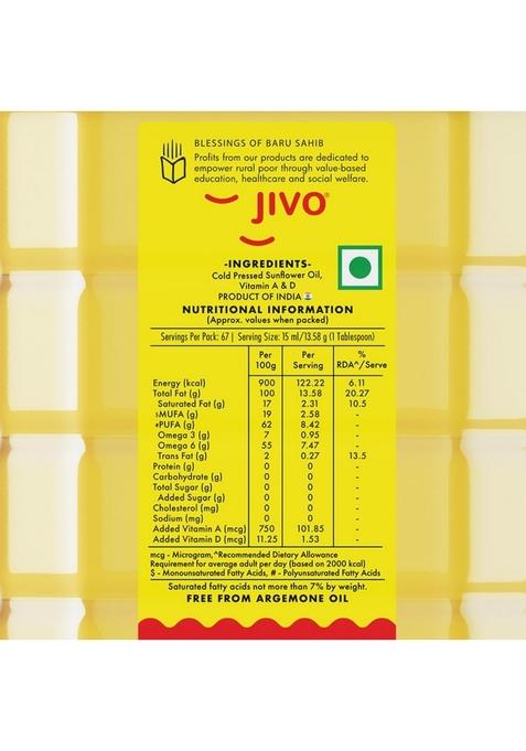 Jivo Cold Pressed Unrefined Sunflower Oil