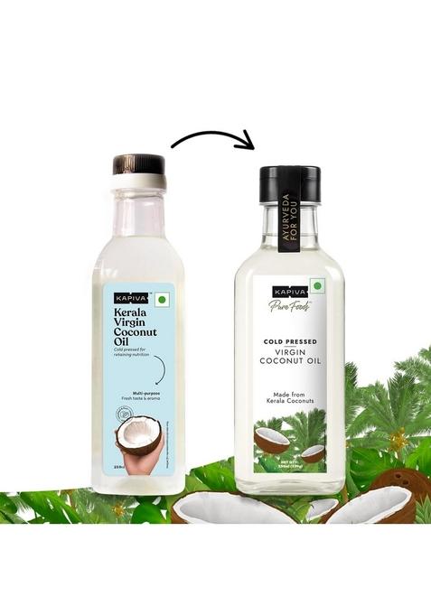 Kapiva Virgin Cold-Pressed Coconut Oil 250Ml | 100% Pure, Unrefined, Organic & Edible For Cooking, Skin Baby Care, Pulling Hair Keto Friendly