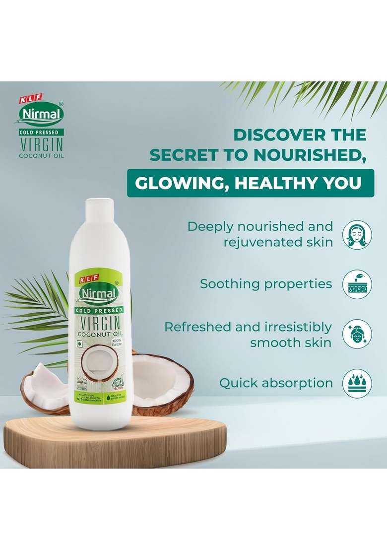 Klf Nirmal Cold Pressed Virgin Coconut Oilm, 500 Ml, Great For Skin Care & Hair | Natural Edible - Indya