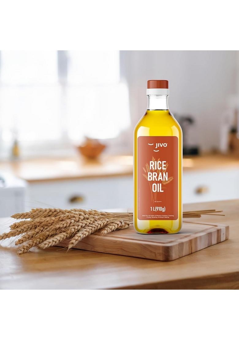 Jivo Rice Bran Oil 1 Litre Cooking | Rich In Antioxidants Ideal For Deep Frying, Sautéing & Baking Chemical-Free