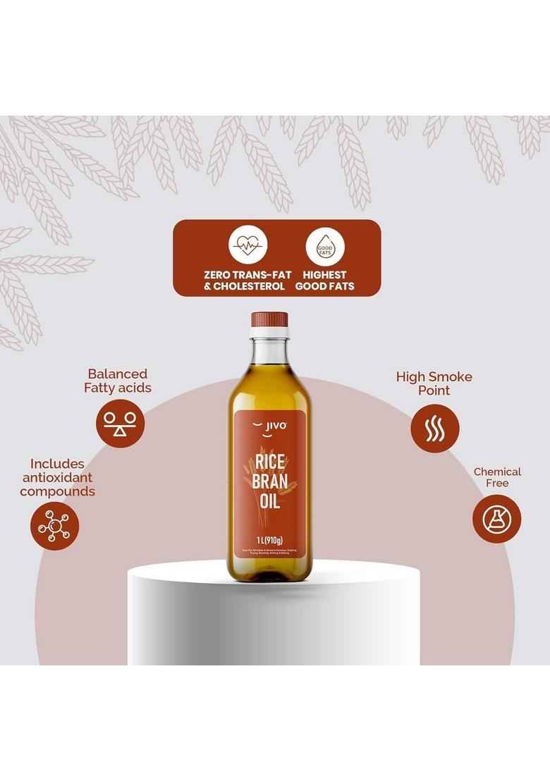 Jivo Rice Bran Oil 1 Litre Cooking | Rich In Antioxidants Ideal For Deep Frying, Sautéing & Baking Chemical-Free