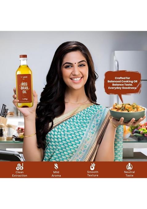 Jivo Rice Bran Oil 1 Litre Cooking | Rich In Antioxidants Ideal For Deep Frying, Sautéing & Baking Chemical-Free