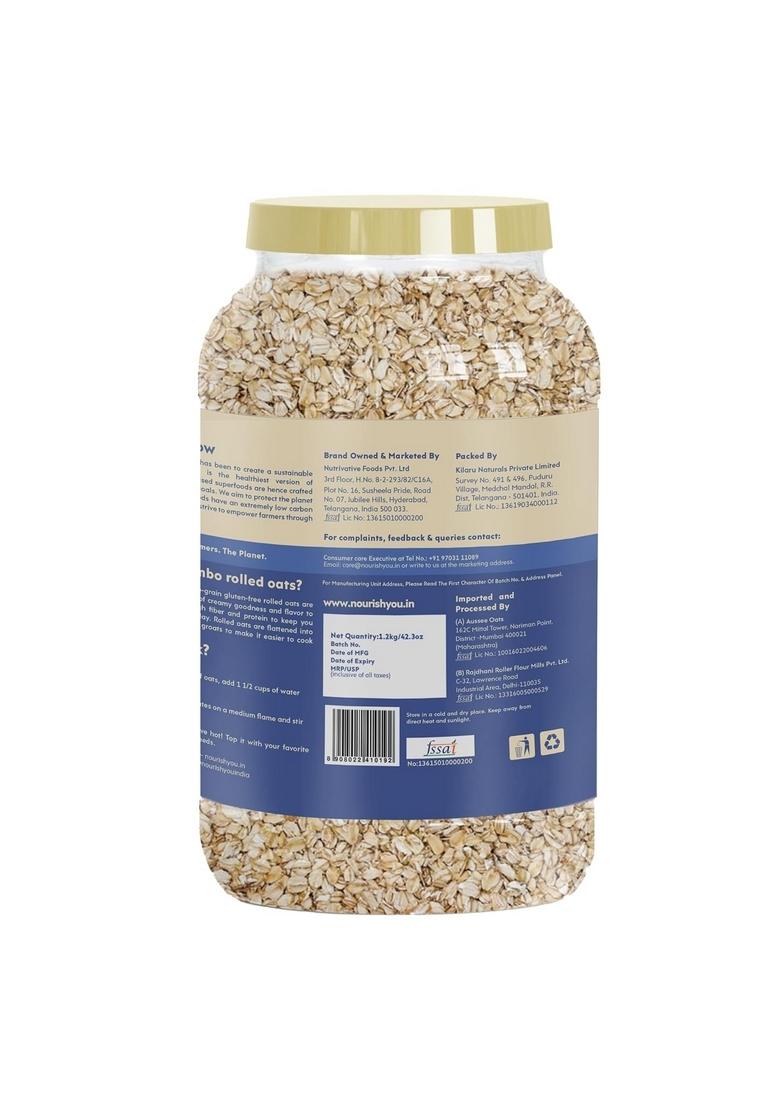 Nourish You Rolled Oats 1.2 Kg – 100% Wholegrain Oatmeal | High Fiber & Protein-Rich Breakfast Cereal Diet Food For Weight Management Gluten-Free No Added Sugar