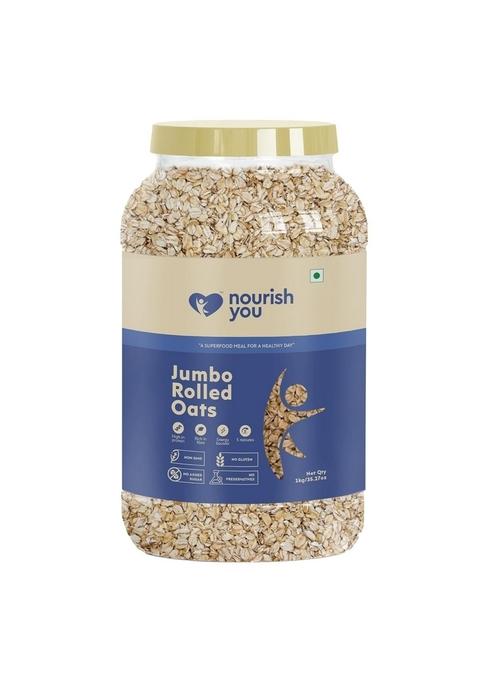 Nourish You Rolled Oats 1.2 Kg – 100% Wholegrain Oatmeal | High Fiber & Protein-Rich Breakfast Cereal Diet Food For Weight Management Gluten-Free No Added Sugar