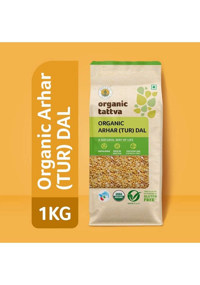 Organic Tattva Toor Dal, 1Kg Arhar Dal - Indya