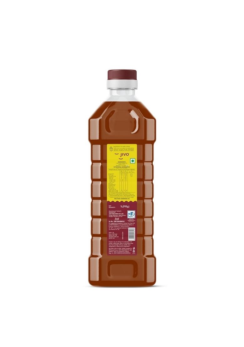 Jivo Cold Pressed Kachi Ghani Chemical Free Mustard Daily Cooking Oil, 1 Litre | Recommended For Roasting, Frying, Baking All Type Of Cuisines