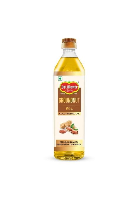 Del Monte Cold Pressed Groundnut (Peanut) Oil 1L,Kolhu/Kacchi Ghani/Mara Chekku/Ganuga|100% Pure & Unrefined|Nutty Flavour Aroma|Cholesterol Chemical Free|Good For Heart Health