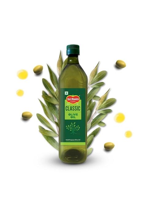 Del Monte Classic Olive Oil (Imported) | Pure Multipurpose Cooking Ideal For Pasta, Pizza, Curries, Gravies, Shallow Frying, Grilling & Roasting Good Skin, Hair Baby Care Massage High Mufa Rich In Antioxidants 1L Pet.