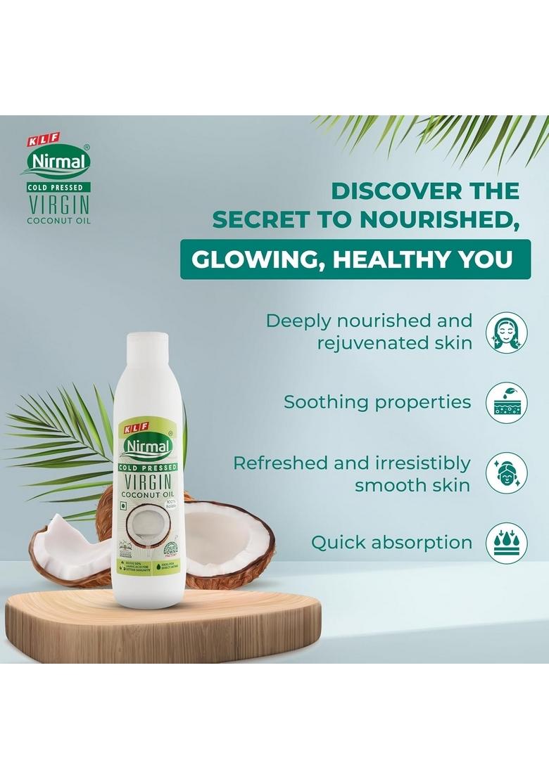 Klf Nirmal Cold Pressed Virgin Coconut Oil, 250 Ml, Great For Skin Care & Hair | Natural Edible
