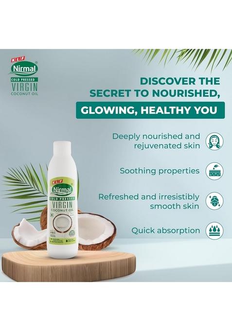 Klf Nirmal Cold Pressed Virgin Coconut Oil, 250 Ml, Great For Skin Care & Hair | Natural Edible
