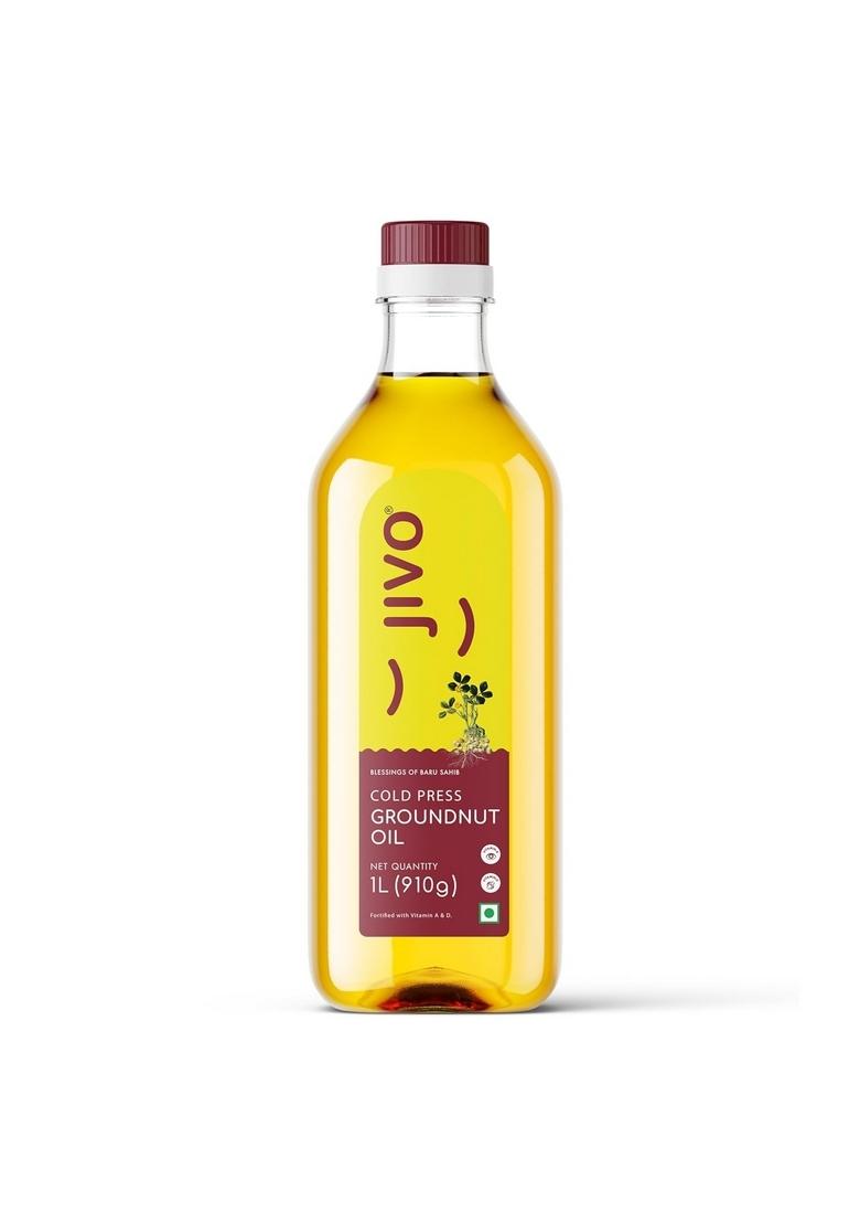 Jivo Groundnut Oil | 1 Litre Cooking Oil, Cold Pressed Litre, Peanut Ground Nut Natural Chemical Free (Pack Of 1)