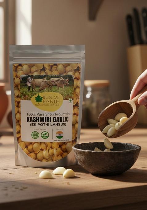 Bliss Of Earth Naturally Organic Kashmiri Garlic 1Kg Single Clove, Ek Pothi Lahsun