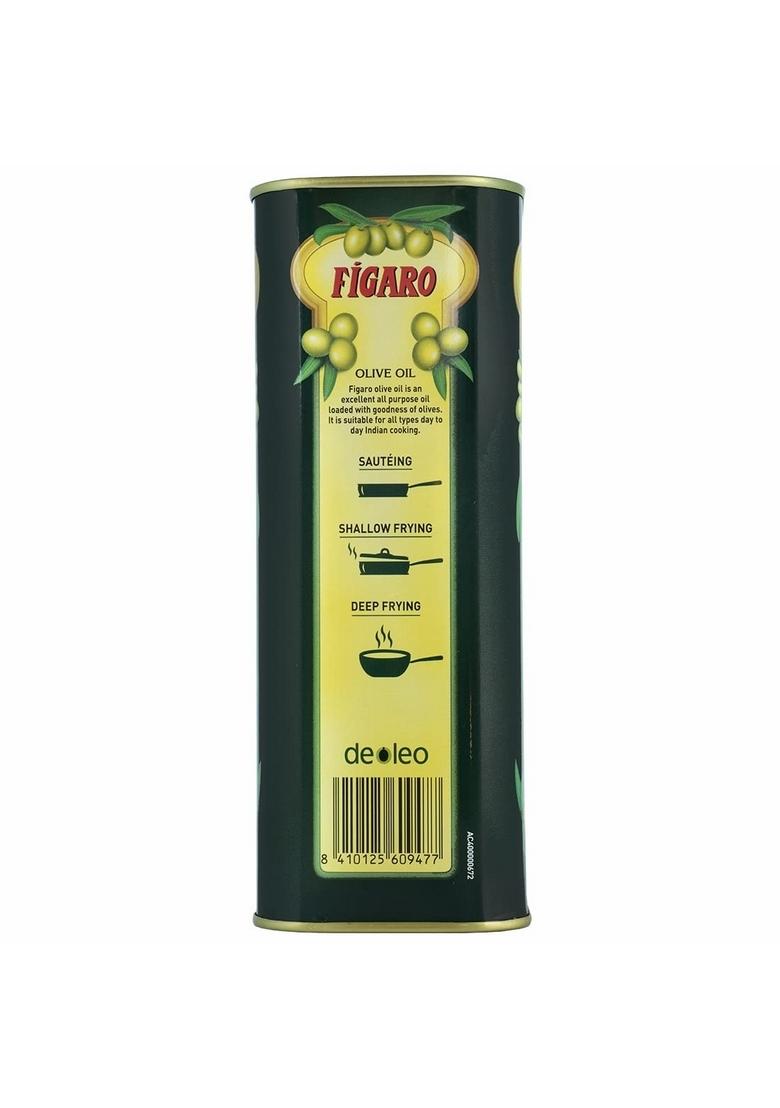 Fígaro Figaro Olive Oil- Pure Oil-Daily Cooking Perfect For Indian Dishes- Curries, Gravy- Imported From Spain- 1L Tin