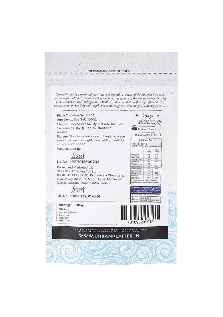 Urban Platter Arabian Sea Salt Flakes, 500G - Indya