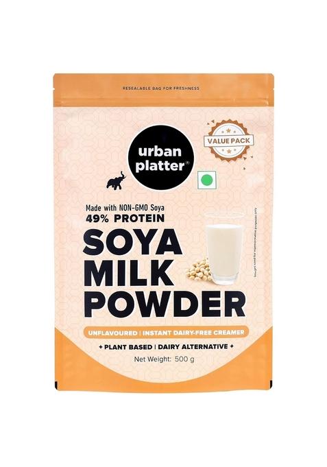 Urban Platter Soya Milk Powder, 500G  (Soy-Based Dairy Alternative | Unsweetened 49% Protein Plant-Based Non Gmo)
