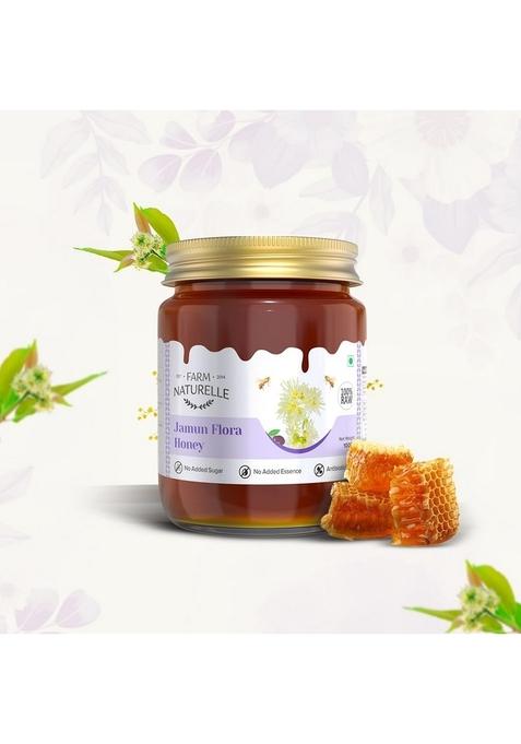 Farm Naturelle Honey : Jamun Flower Wild Forest | 100% Pure Honey, Raw Natural Un-Processed -Un-Heated |700G+75Gm Extra And A Wooden Spoon| Lab Tested In Glass Bottle.