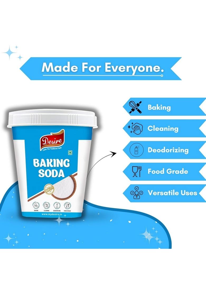 Desire Baking Soda Powder For Cooking & Cleaning – 1Kg Jar | Multipurpose, Food Grade, Non-Gmo Ideal Baking, Deodorizing Household