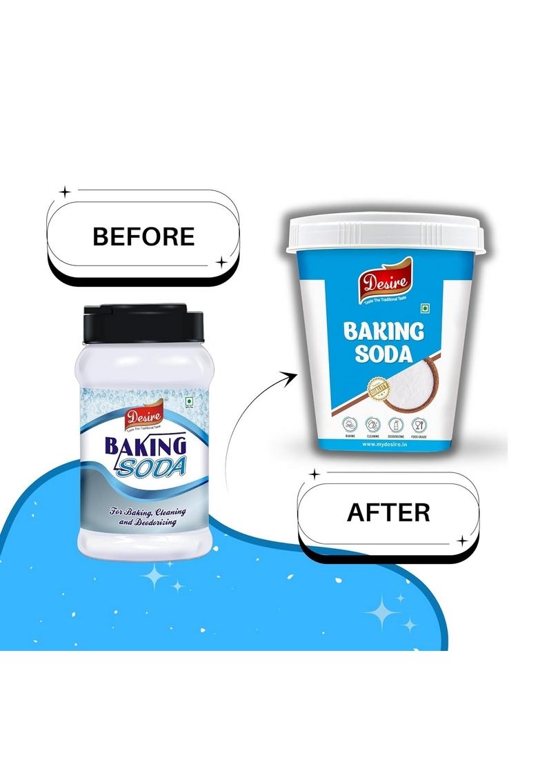 Desire Baking Soda Powder For Cooking & Cleaning – 1Kg Jar | Multipurpose, Food Grade, Non-Gmo Ideal Baking, Deodorizing Household