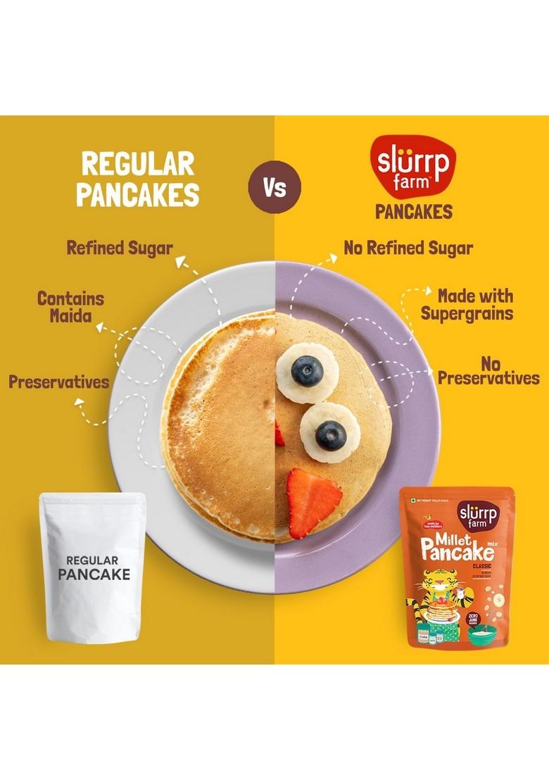 Slurrp Farm No Maida Pancake Mix | Instant Breakfast Made With Oats And Jowar 100% Vegetarian Eggless Healthy For Kids & Adults Classic- Pack Of 3 X 150G