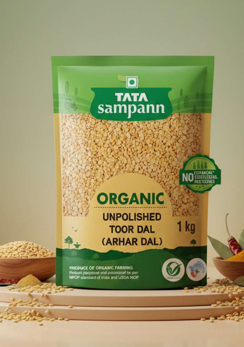 Tata Sampann Organic Unpolished Toor Dal (Arhar Dal), 1 Kg - Indya