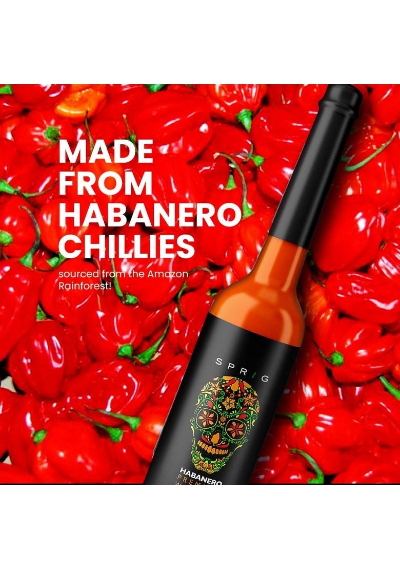 S P R I G Sprig Habanero Premium Wood-Aged Hot Sauce | Taste Of Chilies Use As Condiment, Marinade Or Dip No Preservatives Additives Vegan| For Veg And Non-Veg Cuisine With Pizza, Chicken Wings, Salads & Snacks 100Gms