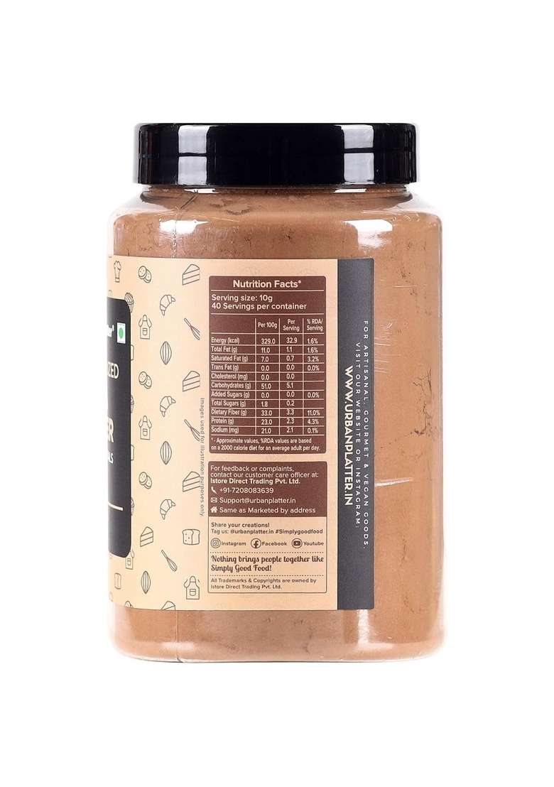 Urban Platter Cocoa Powder, 400G (Unsweetened | Rich Chocolate Flavour Ideal For Baking, Beverages & Desserts 100% Pure Cocoa) - Indya