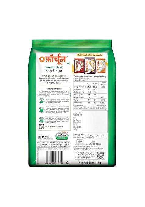 Fortune Biryani Special Basmati Rice, 1 Kg |Extra Long Grain Rice (Up To 24 Mm) | Ideal For