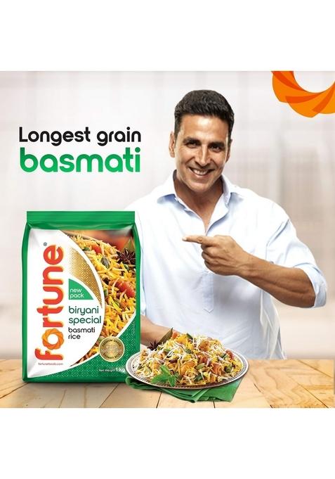 Fortune Biryani Special Basmati Rice, 1 Kg |Extra Long Grain Rice (Up To 24 Mm) | Ideal For