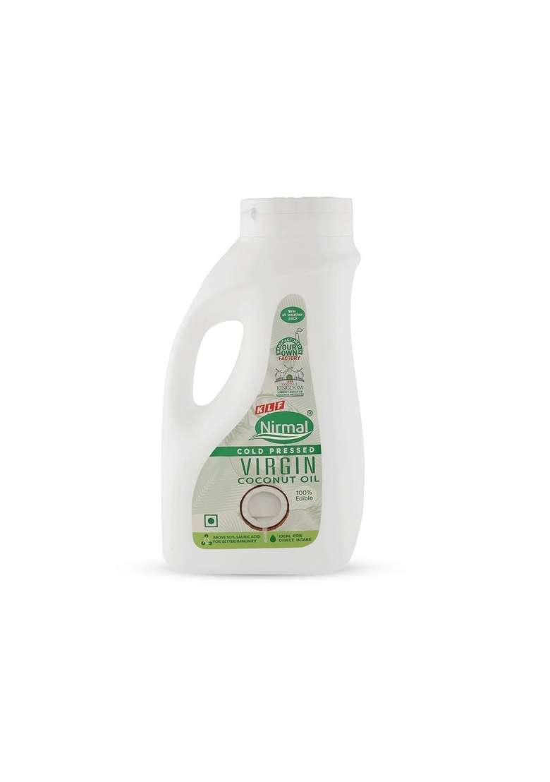 Klf Nirmal Cold Pressed Virgin Coconut Oil | 1L All Weather Pack Natural & Edible Great For Cooking Personal Care - Indya