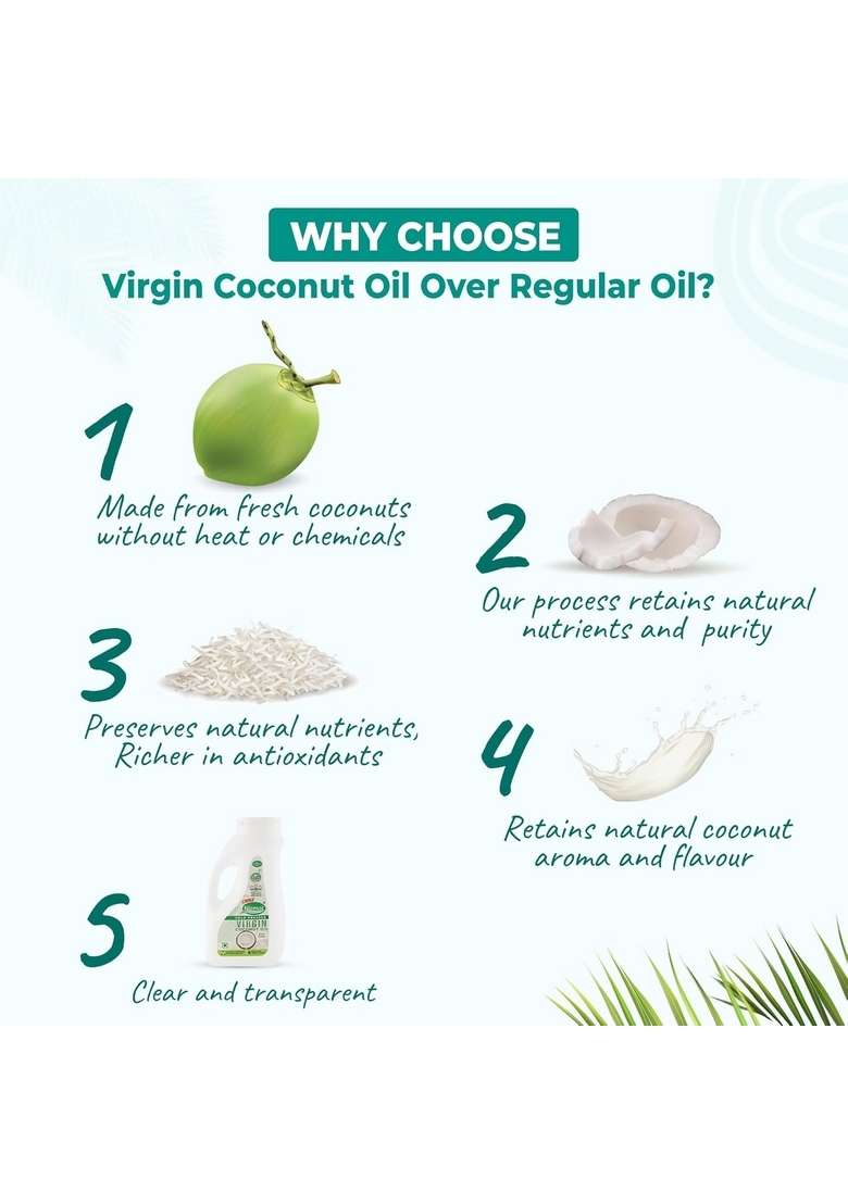 Klf Nirmal Cold Pressed Virgin Coconut Oil | 1L All Weather Pack Natural & Edible Great For Cooking Personal Care - Indya