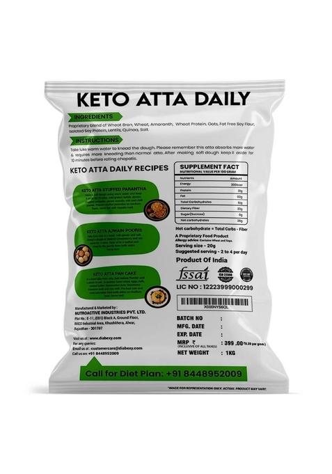 Nutroactive Keto Atta Daily | Nuts Free Low Carb For Weight Loss High Protein Flour Management