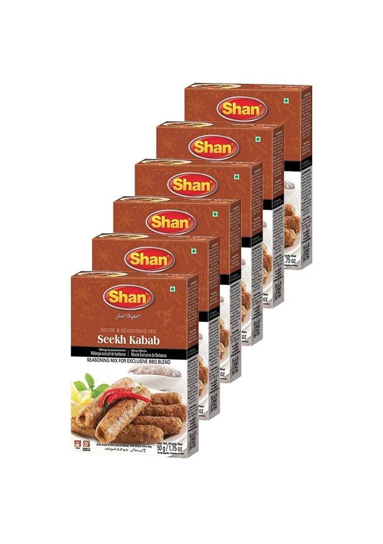 Shan Seekh Kabab Masala, 1.76 Oz ℮ 50 G, 6 Pack - Indya
