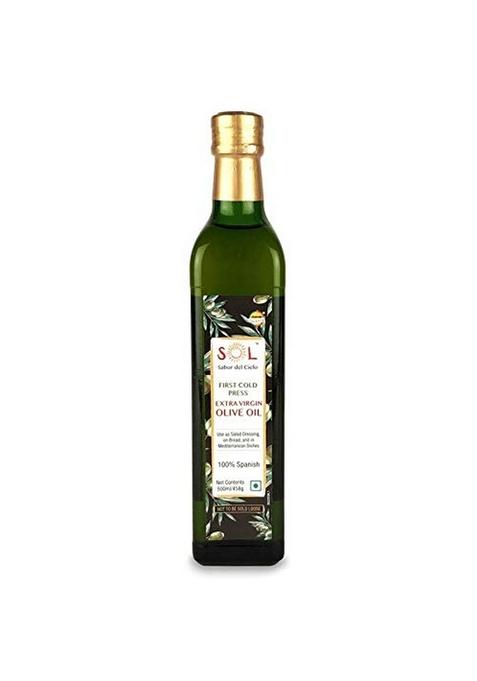 Sol Spanish Extra Virgin Olive Oil | 500Ml First Cold Pressed Rich Taste And Aroma Perfect For Drizzling Glass Bottle