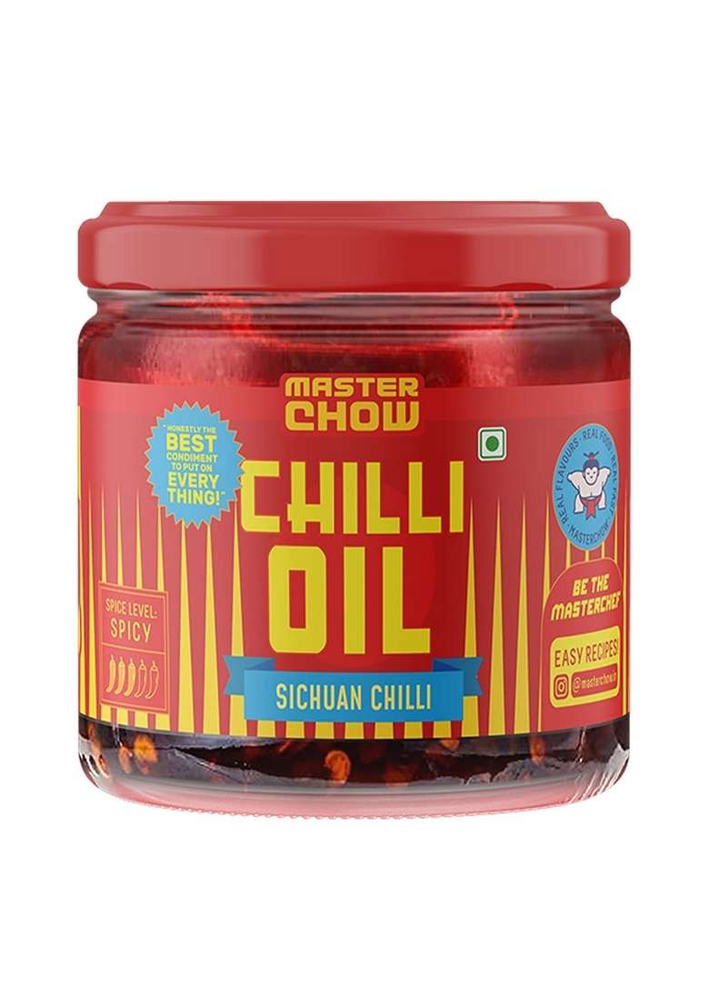 Masterchow Sichuan Chilli Oil (170G) | Spicy, Crunchy, Garlicky Flavor Made With Peppercorns, Crunchy Garlic & Red Chillies Gluten-Free Eat Momos, Pizza, Noodles - Indya