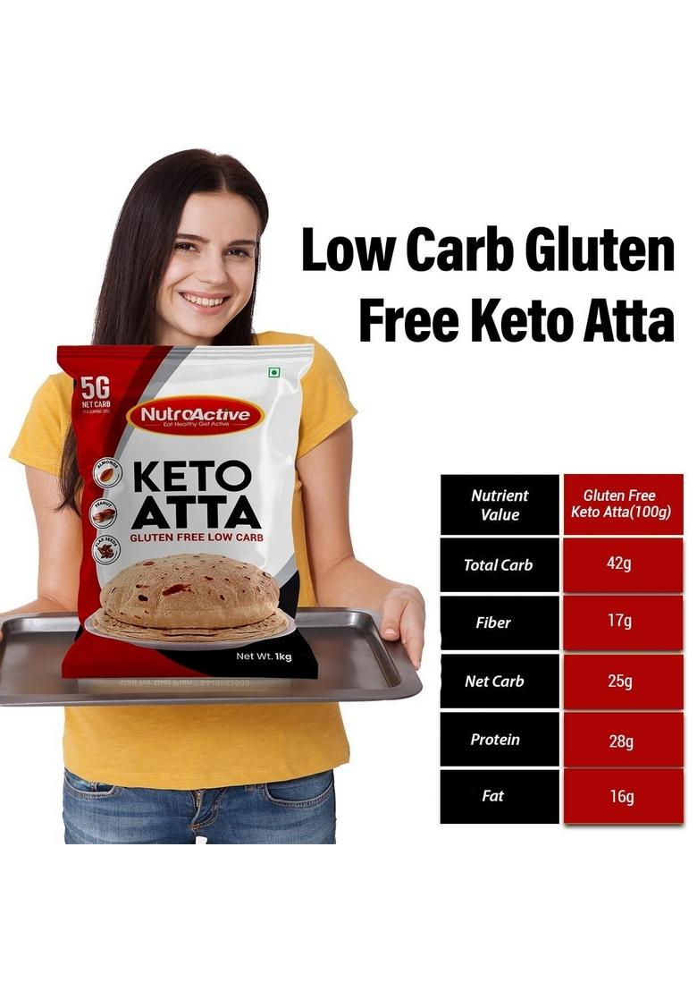 Nutroactive Keto Atta Gluten Free Ultra Low Carb Flour | High Protein For Weight Loss Diet