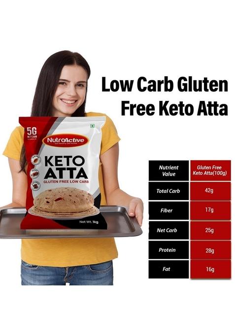 Nutroactive Keto Atta Gluten Free Ultra Low Carb Flour | High Protein For Weight Loss Diet