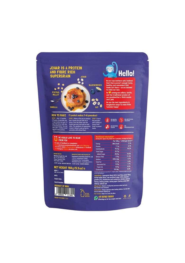 Slurrp Farm No Maida Pancake Mix | Instant Breakfast Made With Oats And Jowar 100% Vegetarian Eggless Healthy For Kids & Adults Blueberry Classic Combo- 150G X 2